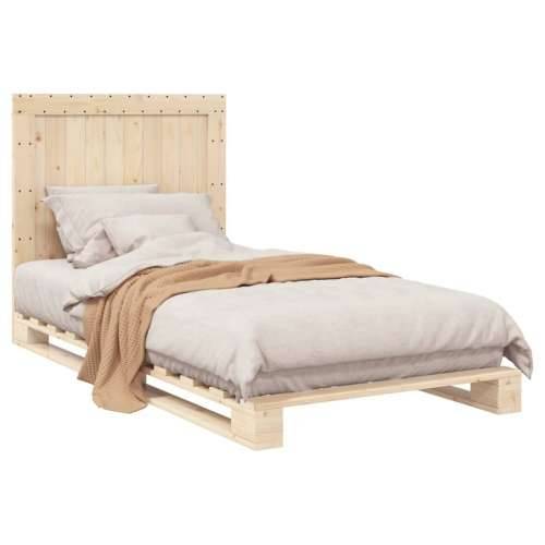Okvir kreveta s uzglavljem 100 x 200 cm od masivne borovine - Prirodna 100 x 200 cm Ne with plain headboard Cijena