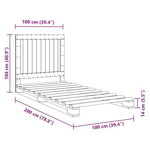Okvir kreveta s uzglavljem 100 x 200 cm od masivne borovine - Prirodna 100 x 200 cm Ne with plain headboard Cijena