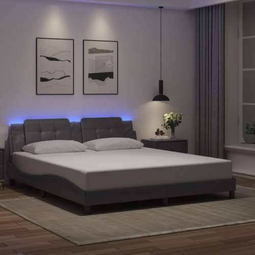 Okvir kreveta s LED svjetlima sivi 180 x 200 cm od umjetne kože - Siva 180 x 200 cm Cijena