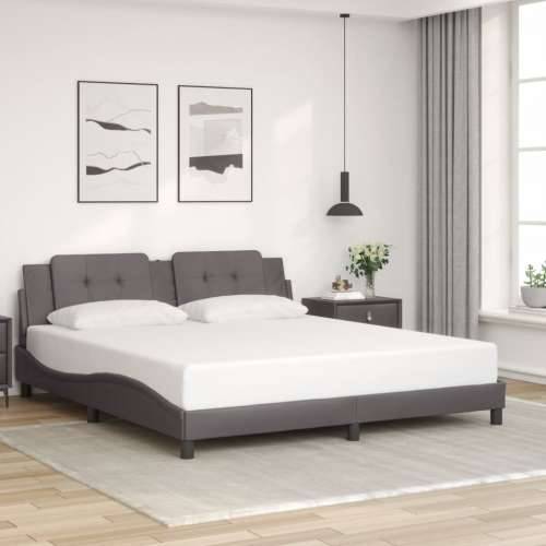 Okvir kreveta s LED svjetlima sivi 180 x 200 cm od umjetne kože - Siva 180 x 200 cm Cijena
