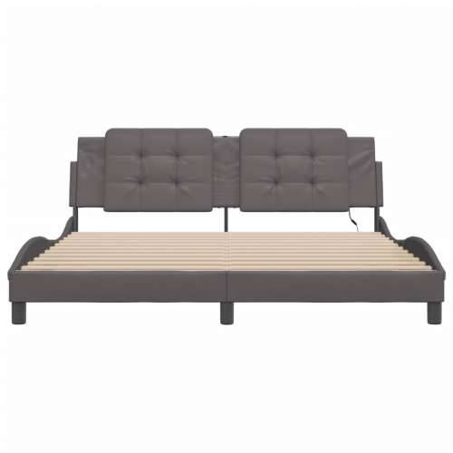 Okvir kreveta s LED svjetlima sivi 180 x 200 cm od umjetne kože - Siva 180 x 200 cm Cijena