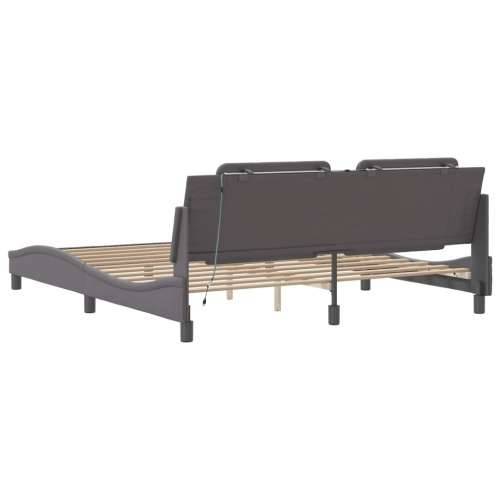 Okvir kreveta s LED svjetlima sivi 180 x 200 cm od umjetne kože - Siva 180 x 200 cm Cijena