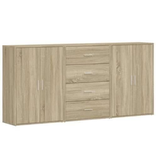 Komoda 3 kom boja hrasta sonome 60x31x84 cm konstruiranog drva - sonoma hrast 1 Cijena