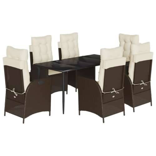 Vrtna garnitura - 7-dijelni vrtni blagovaonski set s jastucima poliratan smeđi - 160 x 80 x 74 cm Sa naslonom za noge 6 Cijena