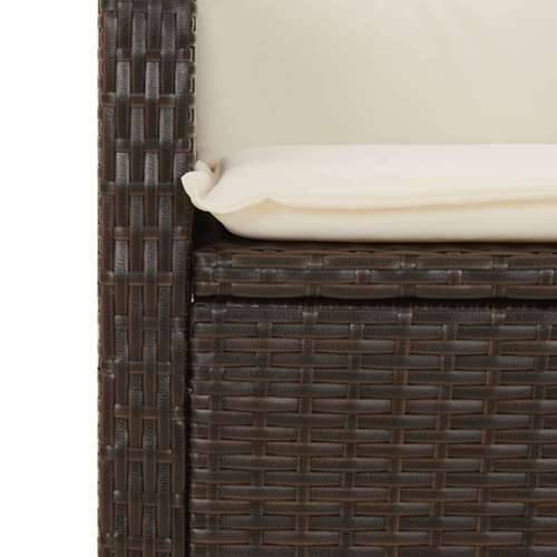 Vrtna garnitura - 7-dijelni vrtni blagovaonski set s jastucima poliratan smeđi - 160 x 80 x 74 cm Sa naslonom za noge 6 Cijena