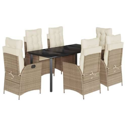 Vrtna garnitura - 6-dijelni vrtni blagovaonski set od poliratana s jastucima bež 160 x 80 x 74 cm Bez naslona za noge 6 Cijena