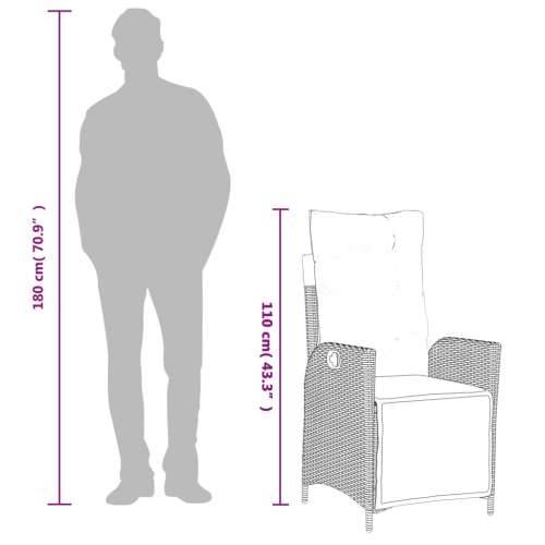 Vrtna garnitura - 7-dijelni vrtni blagovaonski set s jastucima crni od poliratana - Crna Dužina stola 190 cm 6 Cijena