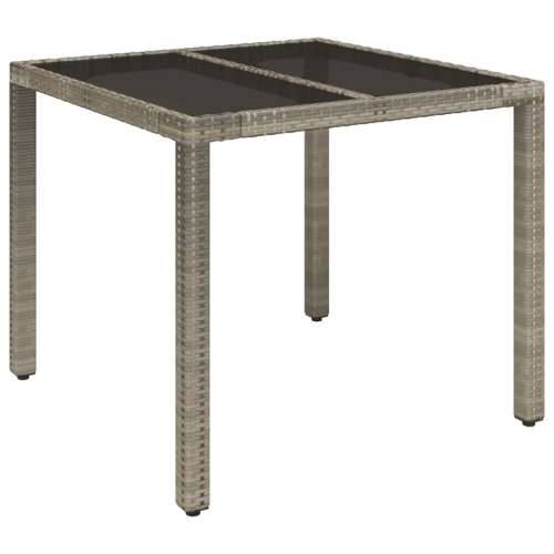 Vrtna garnitura - 3-dijelni vrtni blagovaonski set sivi od poliratana - Siva Dužina stola 90 cm 2 Cijena