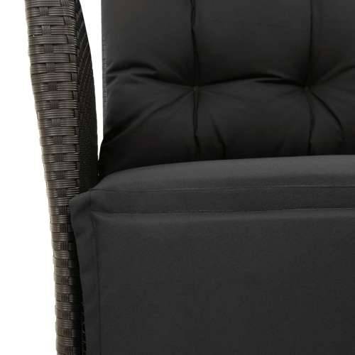 Vrtna garnitura - 5-dijelni vrtni blagovaonski set s jastucima od poliratana crni - Crna Dužina stola 90 cm 4 Cijena