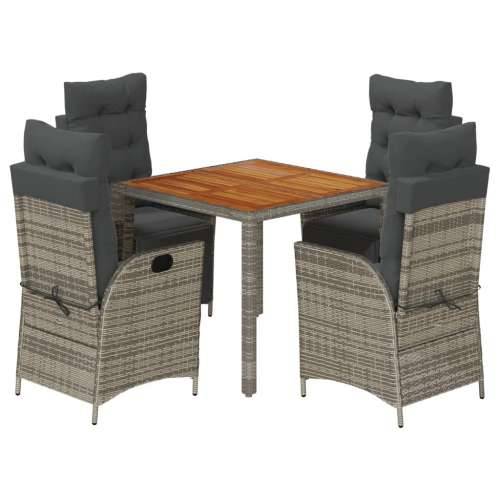 Vrtna garnitura - 5-dijelni vrtni blagovaonski set sivi od poliratana - Siva Dužina stola 90 cm 4 Cijena