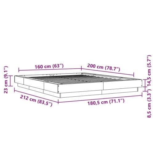 Okvir za krevet crni 160x200 cm konstruirano drvo - Crna 160 x 200 cm Cijena