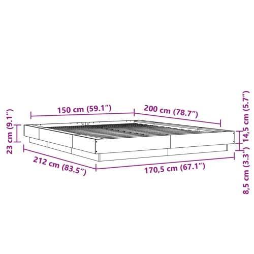 Okvir za krevet crni 150x200 cm konstruirano drvo - Crna 150 x 200 cm Cijena