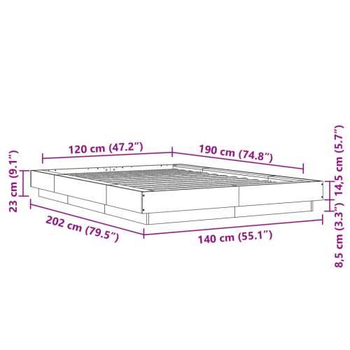 Okvir za krevet crni 120x190 cm konstruirano drvo - Crna 120 x 190 cm Cijena