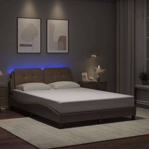 Okvir kreveta LED boja cappuccina 140 x 200 cm od umjetne kože - Boja cappuccina 140 x 200 cm Cijena