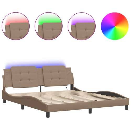 Okvir kreveta LED boja cappuccina 180 x 200 cm od umjetne kože - Boja cappuccina 180 x 200 cm Cijena