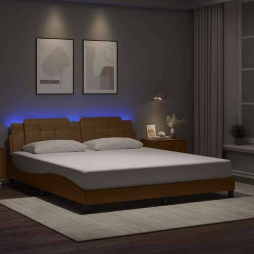 Okvir kreveta LED boja cappuccina 180 x 200 cm od umjetne kože - Boja cappuccina 180 x 200 cm Cijena
