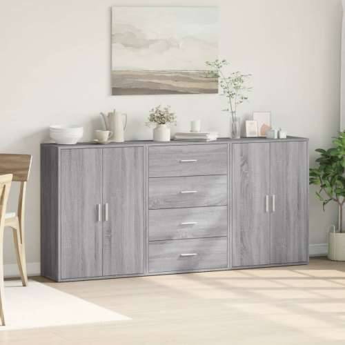 Komoda 3 kom boja hrasta sonome 60x31x84 cm konstruiranog drva - Sivi hrast sonoma 1 Cijena