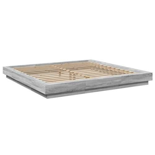 Okvir za krevet s LED svjetlima boja hrasta 180 x 200 cm drveni - Sivi hrast sonoma 180 x 200 cm Cijena