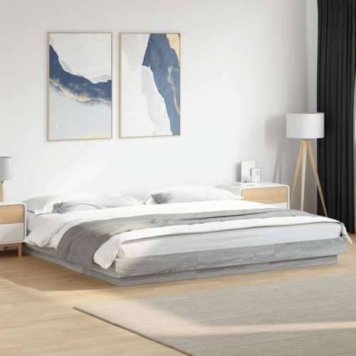 Okvir za krevet s LED svjetlima boja hrasta 180 x 200 cm drveni - Sivi hrast sonoma 180 x 200 cm Cijena