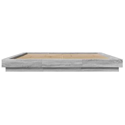 Okvir za krevet s LED svjetlima boja hrasta 180 x 200 cm drveni - Sivi hrast sonoma 180 x 200 cm Cijena