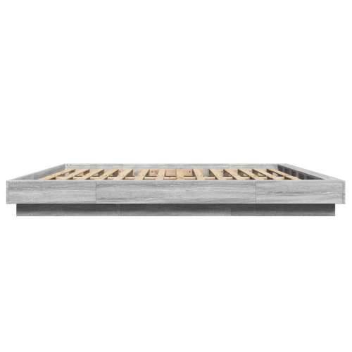 Okvir za krevet s LED svjetlima boja hrasta 180 x 200 cm drveni - Sivi hrast sonoma 180 x 200 cm Cijena