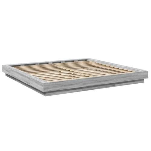 Okvir za krevet s LED svjetlima boja hrasta 180 x 200 cm drveni - Sivi hrast sonoma 180 x 200 cm Cijena