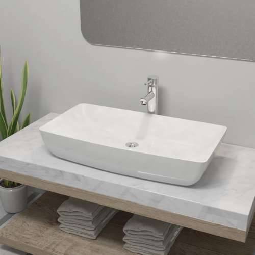 Lavabo - Umivaonik s miješalicom keramički pravokutni bijeli - 710 x 380 x 135 mm Cijena