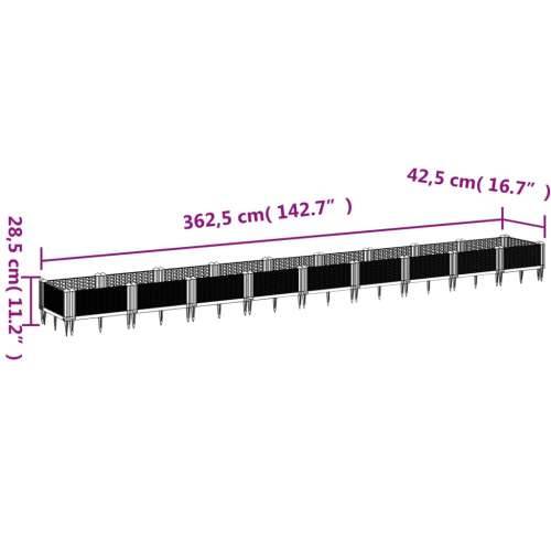 Vrtna sadilica s klinovima svjetlosiva 362,5x42,5x28,5 cm PP - Svjetlosiva 362,5 x 42,5 x 28,5 cm 1 Cijena