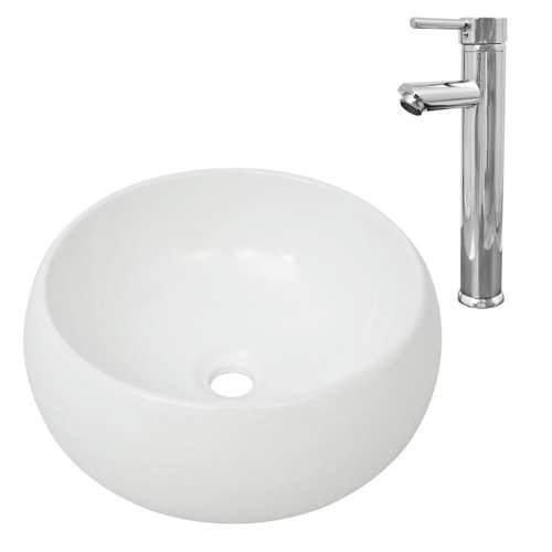 Lavabo - Umivaonik s miješalicom keramički okrugli bijeli - 400 x 160 mm Cijena