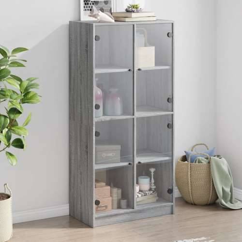 Visoka komoda s vratima 68x37x142 cm konstruirano drvo - Sivi hrast sonoma 1 68 cm Cijena