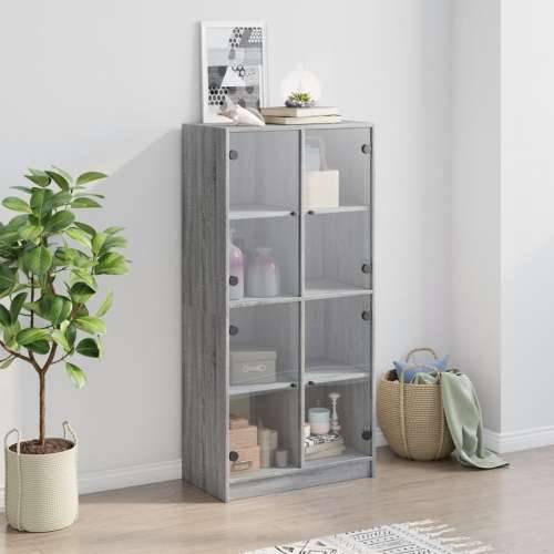 Visoka komoda s vratima 68x37x142 cm konstruirano drvo - Sivi hrast sonoma 1 68 cm Cijena