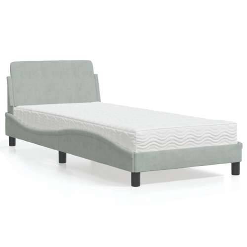Krevet s madracem svjetlosivi 80 x 200 cm baršunasti - Svjetlosiva 80 x 200 cm Cijena