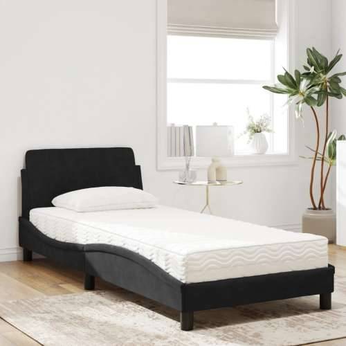 Krevet s madracem crni 80 x 200 cm baršunasti - Crna 80 x 200 cm Cijena