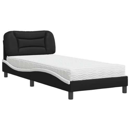Krevet s madracem crno-bijeli 80 x 200 cm od umjetne kože - Crno-bijelo 80 x 200 cm Cijena
