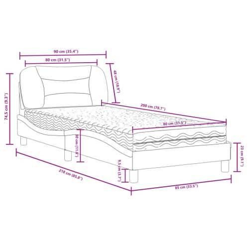 Krevet s madracem crno-bijeli 80 x 200 cm od umjetne kože - Crno-bijelo 80 x 200 cm Cijena