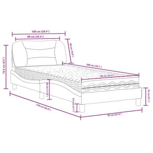 Krevet s madracem boja cappuccina 90 x 200 cm od umjetne kože - Boja cappuccina 90 x 200 cm Cijena