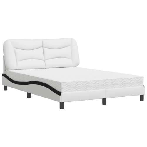 Krevet s madracem bijelo-crni 120 x 200 cm od umjetne kože - Bijela i crna 120 x 200 cm Cijena