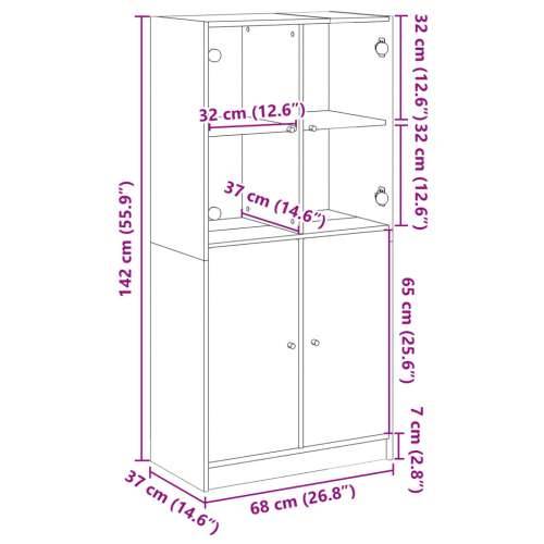Visoka komoda s vratima 68x37x142 cm konstruirano drvo Beton siva 1 68 cm Cijena