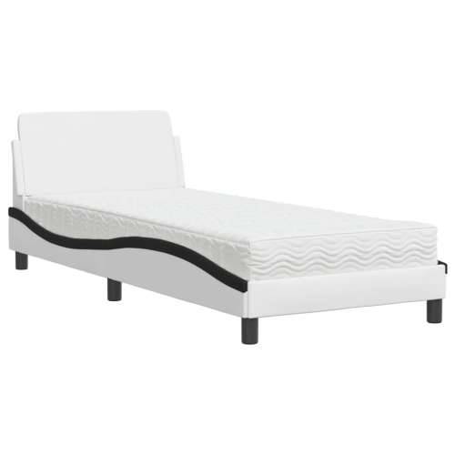 Krevet s madracem bijelo-crni 90 x 200 cm od umjetne kože - Bijela i crna 90 x 200 cm Cijena