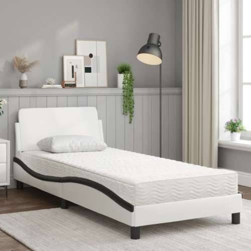 Krevet s madracem bijelo-crni 90 x 200 cm od umjetne kože - Bijela i crna 90 x 200 cm Cijena