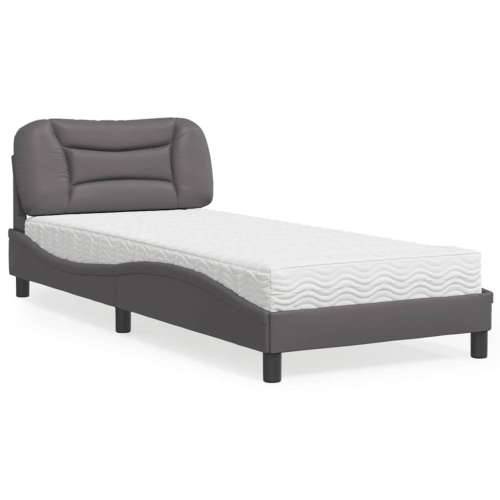 Krevet s madracem sivi 90 x 200 cm od umjetne kože - Siva 90 x 200 cm Cijena
