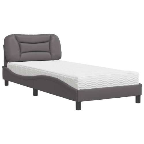 Krevet s madracem sivi 90 x 200 cm od umjetne kože - Siva 90 x 200 cm Cijena
