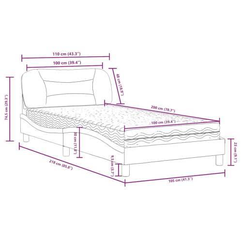 Krevet s madracem crni 100 x 200 cm od umjetne kože - Crna 100 x 200 cm Cijena
