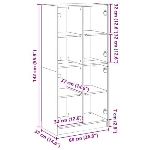 Visoka komoda s vratima crna 68x37x142 cm konstruirano drvo Crna 1 68 cm Cijena