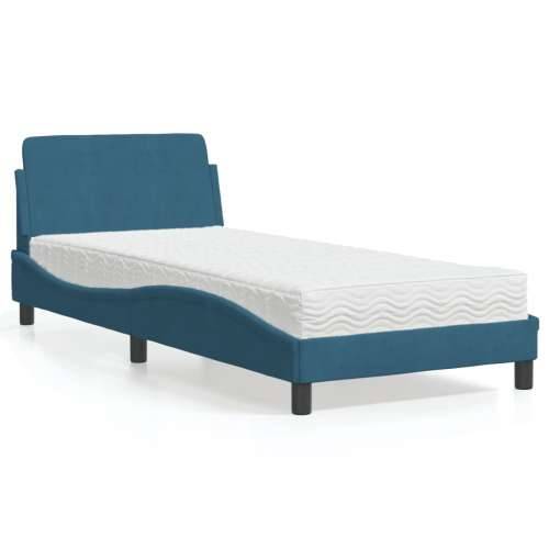 Krevet s madracem plavi 80 x 200 cm baršunasti - Plava 80 x 200 cm Cijena
