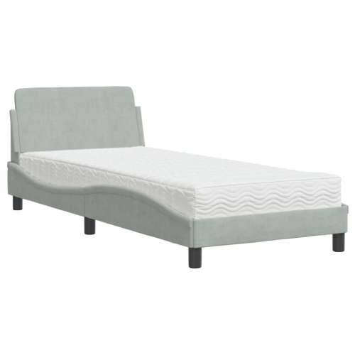 Krevet s madracem svjetlosivi 90x190 cm baršunasti - Svjetlosiva 90 x 200 cm Cijena