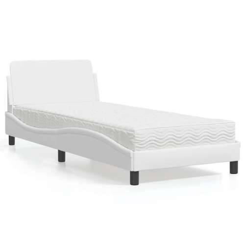 Krevet s madracem bijeli 90 x 200 cm od umjetne kože - Bijela 90 x 200 cm Cijena