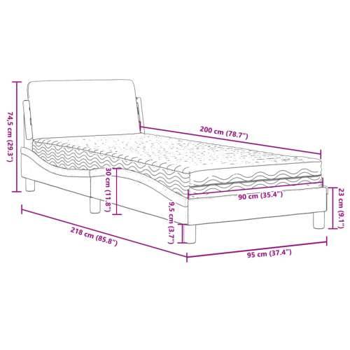 Krevet s madracem bijeli 90 x 200 cm od umjetne kože - Bijela 90 x 200 cm Cijena