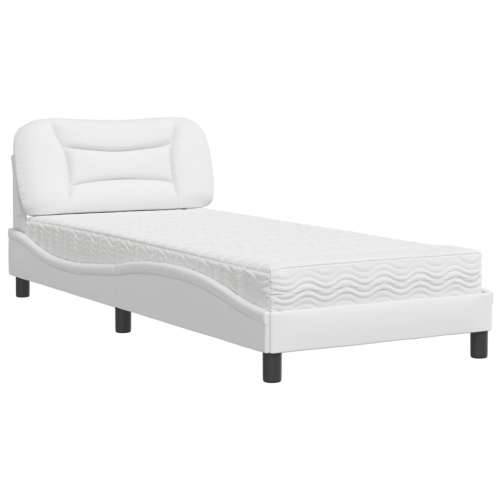 Krevet s madracem bijeli 80 x 200 cm od umjetne kože - Bijela 80 x 200 cm Cijena