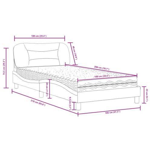 Krevet s madracem bijeli 100 x 200 cm od umjetne kože - Bijela 100 x 200 cm Cijena